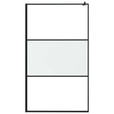 Walk-in Shower Wall 115x195 cm Half Frosted ESG Glass Black 151875