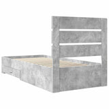 Bed Frame with Drawer Concrete Grey 90 x 200 cm Engineered Wood 3412015