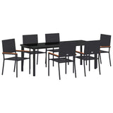 Garden Dining Set with Cushion 7 pcs Black Poly Rattan 3379707