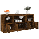Sideboard with LED Lights Smoked Oak 142.5x37x67 cm 3209069