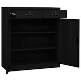Office Cabinet Black Steel Medium Height-Adjustable Shelves 336411