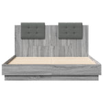 ZNTS Bed Frame with LED without Mattress Grey Sonoma 140x190 cm 3210043