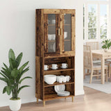 Highboard Old Wood 69.5 x 34 x 180 cm Engineered Wood and Glass 3415696