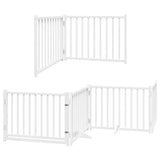Dog Gate with Door Foldable 6 Panels White 480 cm Poplar Wood 3155729