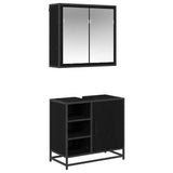 Bathroom Furniture Set 2 pcs Black Oak Engineered Wood 3402404