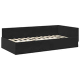 Corner Bed Frame with Headboard Black 90 cm x 190 cm Velvet 42016076