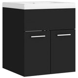 Sink Cabinet with Built-in Basin Black Engineered Wood 3070812