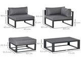 Garden Daybed, 6 Piece Outdoor Sectional Sofa Set, Aluminum Patio Conversation Furniture Set with T3398P314154