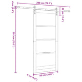 Sliding Door 93 x 202 cm Engineered Wood White and Black 3449911
