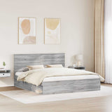 Bed Frame Grey Sonoma 200 x 200 cm Solid Pine Wood 3409314