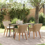 Garden Dining Set with Cushion 5 pcs Beige Poly Rattan 3261693
