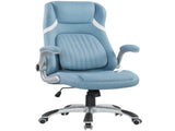 Linen-Look Office Chair, with Adjustable Height and Tension - Blue T3398P377459