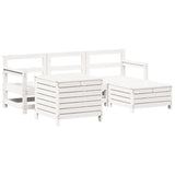 5 Piece Garden Sofa Set White Solid Wood Pine 3250505