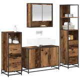 Bathroom Furniture Set with Door 4 pcs Old Wood Engineered Wood 3402339