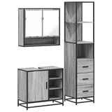 ZNTS 3 Piece Bathroom Furniture Set Grey Sonoma Engineered Wood 3301178