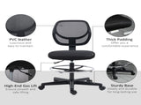 Ergonomic Mesh Standing Desk Chair with Adjustable Footrest Ring and Seat Height Black T3398P344262
