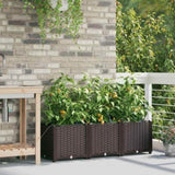Garden Planter 3 pcs Brown 120 x 40 x 37.5 cm Plastic 42002823