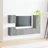TV Cabinet Set Wall-mounted 4 pcs Grey Sonoma Engineered Wood 3409030