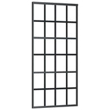 Sliding Door with Hardware Set Black 90x205 cm ESG Glass 3375794
