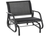 Outdoor Garden Glider Chair, Metal Frame Single Armchair Swing Seater w/ Breath Mesh Fabric Seat, T3398P325088