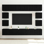 TV Cabinet Set 8 pcs Black oak 100 x 30 x 30 cm Engineered wood 3332532