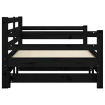 ZNTS Daybed with Trundle Black 90x200 cm Solid Wood Pine 836149