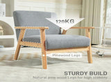 Accent Chair Wood Frame with Thick Cashmere Cushions Wide Seat Armchair Home Furniture Bedroom T3398P343448