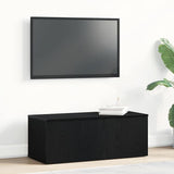 TV Cabinet with Drawer Black Oak 80x34x30 cm Engineered Wood 862484