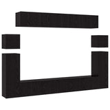 TV Cabinet Set Wall-mounted 8 pcs Black Oak Engineered Wood 3332585