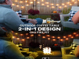 Rattan Gas Fire Pit Table for Garden, 13 KW Smokeless Propane Fire Pit with Lid, Square Garden T3398P315378