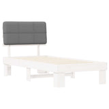 Bed Frame with Upholstered Headboard White and Light grey 877463