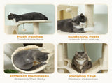 202cm Cat Tree with 6 Scratching Posts, 2 Hammocks, 2 Condos, 2 Perches, Pompoms, for Cats to Rest T3398P552535