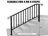 Matte Black Outdoor 4 Level Iron Handrail 56957768