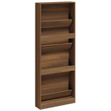 Shoe Cabinet Brown Oak 59x17x150 cm Engineered Wood 342525