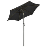 Garden Parasol with LED Lights Black 200x211 cm Aluminium 313563