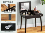Dressing Table with Flip-up Mirror, Makeup Desk with 2 Drawers, Vanity Table Writing Desk for T3398P344248