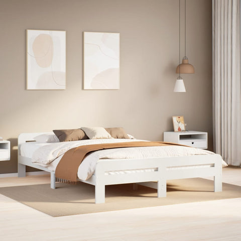 ZNTS Bed Frame without Mattress White 160x200 cm Solid Wood Pine 855467