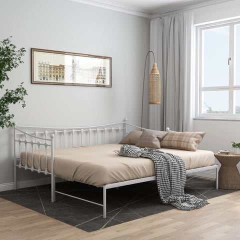 ZNTS Pull-out Sofa Bed Frame without Mattress White Metal 90x200 cm 324759