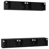 TV Cabinet Set Wall-mounted 5 pcs Black Oak Engineered Wood 3393406