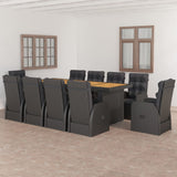 11 Piece Garden Dining Set with Cushions Black Poly Rattan 3095273