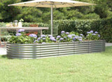 Garden Raised Bed Galvanised Steel 224x80x36 cm Silver 318922