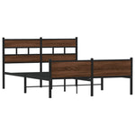 ZNTS Metal Bed Frame without Mattress Brown Oak 160x200 cm 3308516