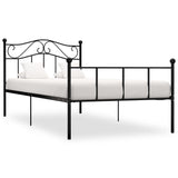 284523 Bed Frame without Mattress Black Metal 90x200 cm