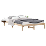 Bed Frame with Side Tables Natural 140 x 220 cm Solid Pine Wood 873247
