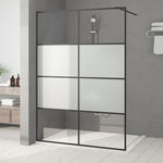 Walk-in Shower Wall Black 140x195 cm Half Frosted ESG Glass 152129
