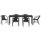Garden Dining Set 7 pcs Black Powder-Coated Steel 3379385