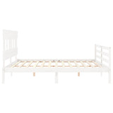 Bed Frame without Mattress White 200x200 cm Solid Wood 3195177