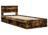 Bed Frame with Headboard Smoked Oak 75 x 190 cm Solid Pine Wood 3410667