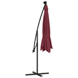 Cantilever Garden Parasol with LED Lights and Steel Pole Wine Red 313780