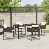 Garden Dining Set with Cushion 5 pcs Brown Poly Rattan 3380017